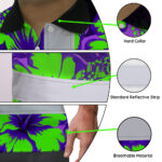 Hi-Vis-Polo-Shirt-Reflective-Tapes-Green-Neon-And-Violet-Flowers-Custom-Name-Safety-Workwear-For-Workers,-Truckers,-Operators-6