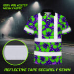Hi-Vis-Polo-Shirt-Reflective-Tapes-Green-Neon-And-Violet-Flowers-Custom-Name-Safety-Workwear-For-Workers,-Truckers,-Operators-7