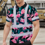 Hi-Vis-Polo-Shirt-Reflective-Tapes-Hawaii-Flamingo-Custom-Name-Safety-Workwear-For-Workers,-Truckers,-Operators-3