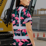 Hi-Vis-Polo-Shirt-Reflective-Tapes-Hawaii-Flamingo-Custom-Name-Safety-Workwear-For-Workers,-Truckers,-Operators-6