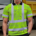Hi-Vis-Polo-Shirt-Reflective-Tapes-Lime-Neon-White-2-Flowers-Custom-Name-Safety-Workwear-For-Workers,-Truckers,-Operators-5