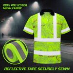 Hi-Vis-Polo-Shirt-Reflective-Tapes-Lime-Neon-White-2-Flowers-Custom-Name-Safety-Workwear-For-Workers,-Truckers,-Operators-8