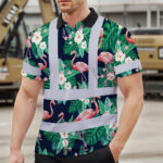 Hi-Vis-Polo-Shirt-Reflective-Tapes-Neon-Pink-Flowers-2-Custom-Name-Safety-Workwear-For-Workers,-Truckers,-Operators-3