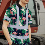 Hi-Vis-Polo-Shirt-Reflective-Tapes-Neon-Pink-Flowers-2-Custom-Name-Safety-Workwear-For-Workers,-Truckers,-Operators-4