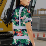 Hi-Vis-Polo-Shirt-Reflective-Tapes-Neon-Pink-Flowers-2-Custom-Name-Safety-Workwear-For-Workers,-Truckers,-Operators-6