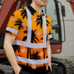 Hi-Vis-Polo-Shirt-Reflective-Tapes-Orange-And-Black-Flowers-Custom-Name-And-Logo-Safety-Workwear-For-Workers,-Truckers,-Operators,-Company-4