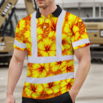 Hi-Vis-Polo-Shirt-Reflective-Tapes-Orange-Neon-And-Yellow-Flowers-Custom-Name-Safety-Workwear-For-Workers,-Truckers,-Operators-3