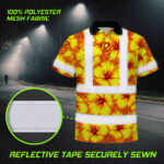 Hi-Vis-Polo-Shirt-Reflective-Tapes-Orange-Neon-And-Yellow-Flowers-Custom-Name-Safety-Workwear-For-Workers,-Truckers,-Operators-6