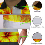 Hi-Vis-Polo-Shirt-Reflective-Tapes-Orange-Neon-And-Yellow-Flowers-Custom-Name-Safety-Workwear-For-Workers,-Truckers,-Operators-7