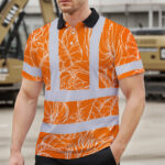 Hi-Vis-Polo-Shirt-Reflective-Tapes-Orange-Neon-Flowers-Custom-Name-Safety-Workwear-For-Workers,-Truckers,-Operators-3