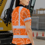 Hi-Vis-Polo-Shirt-Reflective-Tapes-Orange-Neon-Flowers-Custom-Name-Safety-Workwear-For-Workers,-Truckers,-Operators-6