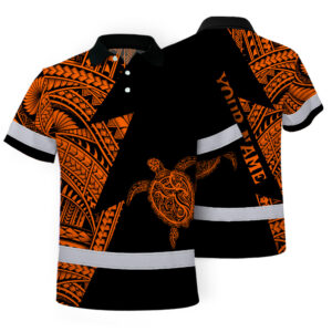 Hi Vis Polo Shirt Reflective Tapes Orange Neon Turtle Hawaii Custom Name