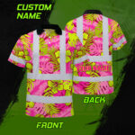 Hi-Vis-Polo-Shirt-Reflective-Tapes-Pink-Neon-And-Lime-Flowers-Custom-Name-Safety-Workwear-For-Workers,-Truckers,-Operators-2