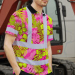 Hi-Vis-Polo-Shirt-Reflective-Tapes-Pink-Neon-And-Lime-Flowers-Custom-Name-Safety-Workwear-For-Workers,-Truckers,-Operators-4