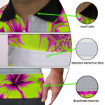 Hi-Vis-Polo-Shirt-Reflective-Tapes-Pink-Neon-And-Lime-Flowers-Custom-Name-Safety-Workwear-For-Workers,-Truckers,-Operators-7