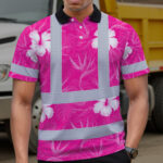 Hi-Vis-Polo-Shirt-Reflective-Tapes-Pink-Neon-Flowers-Custom-Name-Safety-Workwear-For-Workers,-Truckers,-Operators-5