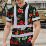 Hi-Vis-Polo-Shirt-Reflective-Tapes-Red-Neon-Flowers-Custom-Name-Safety-Workwear-For-Workers,-Truckers,-Operators-3
