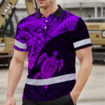 Hi-Vis-Polo-Shirt-Reflective-Tapes-Violet-Neon-Turtle-Hawaiian-Polynesian-Tribal-3