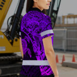 Hi-Vis-Polo-Shirt-Reflective-Tapes-Violet-Neon-Turtle-Hawaiian-Polynesian-Tribal-6