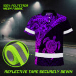 Hi-Vis-Polo-Shirt-Reflective-Tapes-Violet-Neon-Turtle-Hawaiian-Polynesian-Tribal-8
