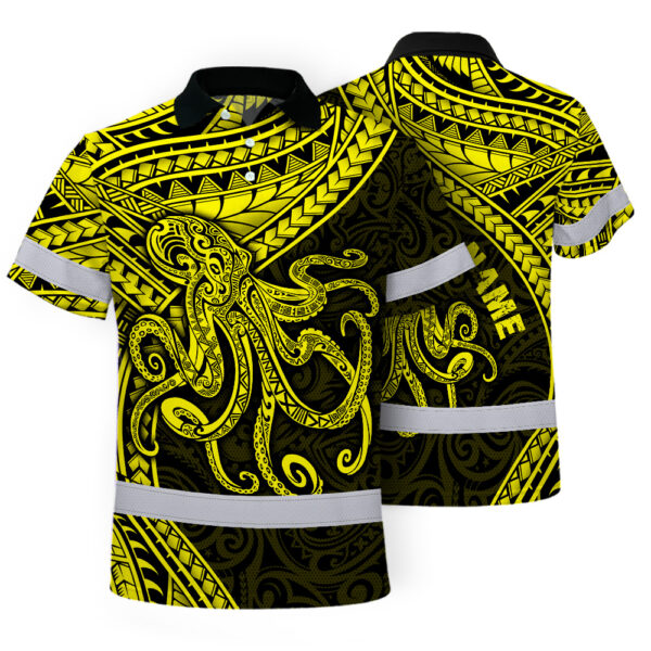 Hi-Vis-Polo-Shirt-Reflective-Tapes-Yellow-Neon-Hawaii-Octopus-Custom-1