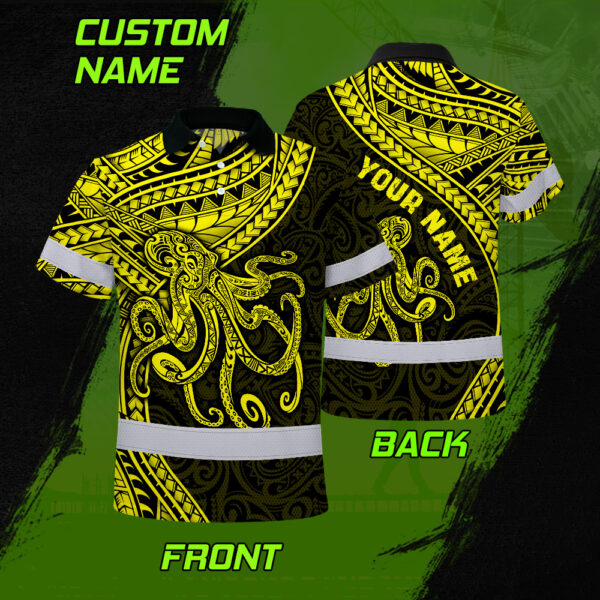 Hi-Vis-Polo-Shirt-Reflective-Tapes-Yellow-Neon-Hawaii-Octopus-Custom-2