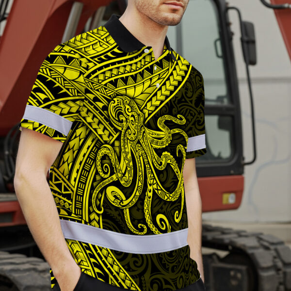 Hi-Vis-Polo-Shirt-Reflective-Tapes-Yellow-Neon-Hawaii-Octopus-Custom-4