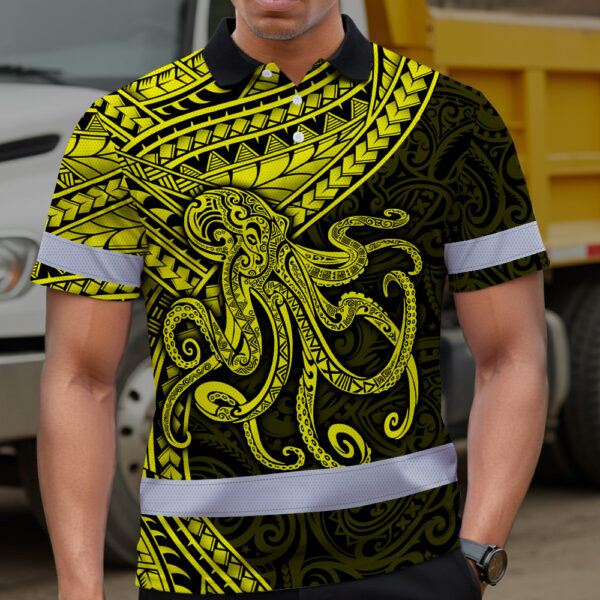 Hi-Vis-Polo-Shirt-Reflective-Tapes-Yellow-Neon-Hawaii-Octopus-Custom-5