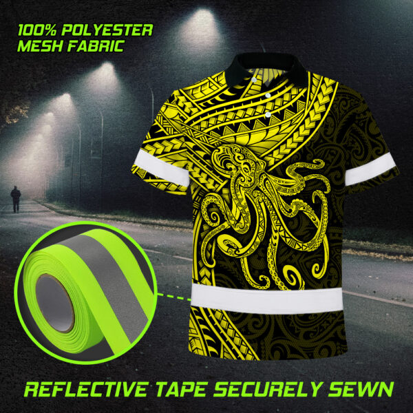 Hi-Vis-Polo-Shirt-Reflective-Tapes-Yellow-Neon-Hawaii-Octopus-Custom-8