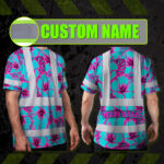 Hi-Vis-Shirt-Reflective-Tapes-Blue-Neon-And-Pink-Flowers-Custom-Name-Safety-Workwear-For-Workers,-Truckers,-Operators-2