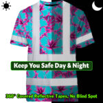 Hi-Vis-Shirt-Reflective-Tapes-Blue-Neon-And-Pink-Flowers-Custom-Name-Safety-Workwear-For-Workers,-Truckers,-Operators-6