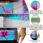 Hi-Vis-Shirt-Reflective-Tapes-Blue-Neon-And-Pink-Flowers-Custom-Name-Safety-Workwear-For-Workers,-Truckers,-Operators-7