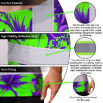 Hi-Vis-Shirt-Reflective-Tapes-Green-Neon-And-Violet-Flowers-Custom-Name-Safety-Workwear-For-Workers,-Truckers,-Operators-7