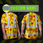 Hi-Vis-Shirt-Reflective-Tapes-Orange-Neon-And-Yellow-Flowers-Custom-Name-Safety-Workwear-For-Workers,-Truckers,-Operators-2