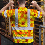 Hi-Vis-Shirt-Reflective-Tapes-Orange-Neon-And-Yellow-Flowers-Custom-Name-Safety-Workwear-For-Workers,-Truckers,-Operators-4