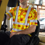 Hi-Vis-Shirt-Reflective-Tapes-Orange-Neon-And-Yellow-Flowers-Custom-Name-Safety-Workwear-For-Workers,-Truckers,-Operators-5