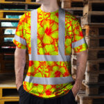 Hi-Vis-Shirt-Reflective-Tapes-Orange-Neon-And-Yellow-Flowers-Custom-Name-Safety-Workwear-For-Workers,-Truckers,-Operators-5