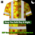 Hi-Vis-Shirt-Reflective-Tapes-Orange-Neon-And-Yellow-Flowers-Custom-Name-Safety-Workwear-For-Workers,-Truckers,-Operators-6