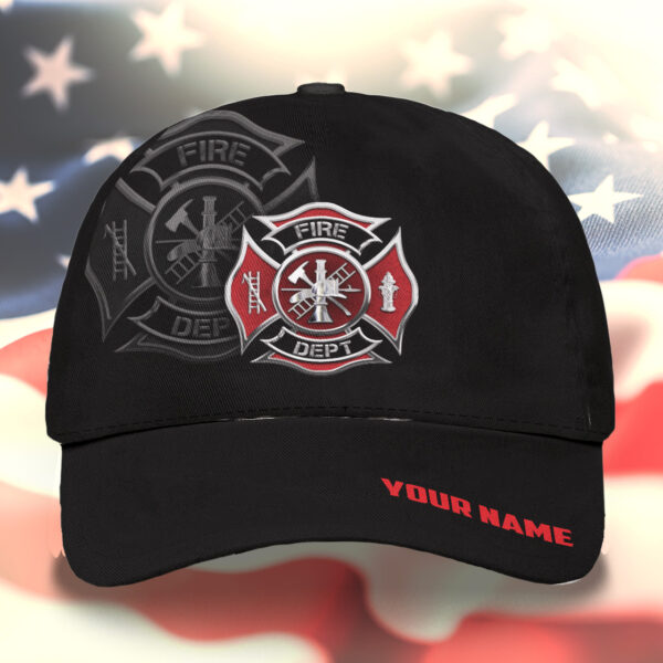 High Visibility Cap Firefighter First In Last Out Custom Name 4