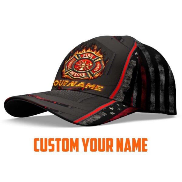 High Visibility Cap Firefighter Thin Red Line Custom Name 2