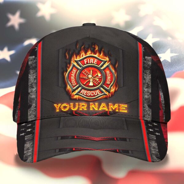 High Visibility Cap Firefighter Thin Red Line Custom Name 4