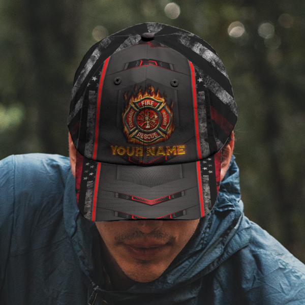 High Visibility Cap Firefighter Thin Red Line Custom Name 6