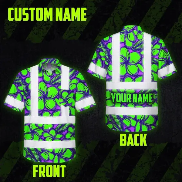 hi-vis-hawaiian-shirt-reflective-tapes-green-neon-violet-plumeria-5d253.webp