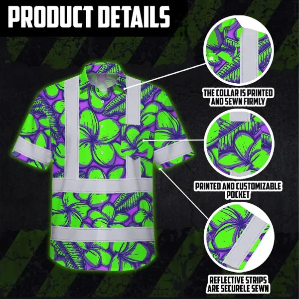 hi-vis-hawaiian-shirt-reflective-tapes-green-neon-violet-plumeria-660ec.webp