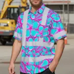 hi-vis-hawaiian-shirt-reflective-tapes-pink-neon-blue-plumeria-1d904.webp
