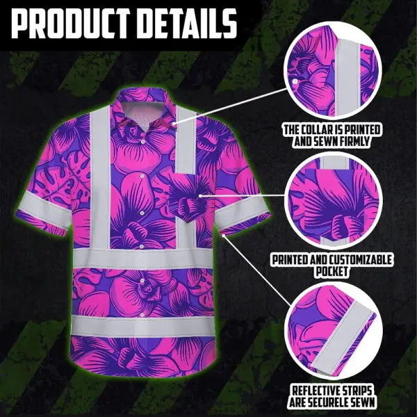 hi-vis-hawaiian-shirt-reflective-tapes-pink-neon-violet-orchid-dc336.webp