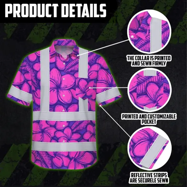 hi-vis-hawaiian-shirt-reflective-tapes-pink-neon-violet-plumeria-0042f.webp