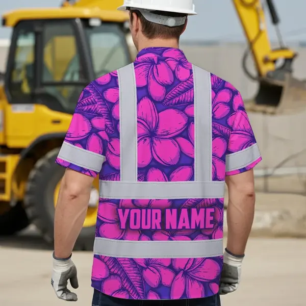 hi-vis-hawaiian-shirt-reflective-tapes-pink-neon-violet-plumeria-058cf.webp