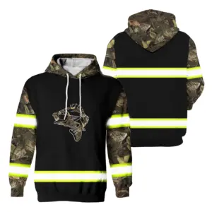 Hi Vis Hoodie Reflective Fish Camo Safety Workwear For Fishermen, Workers, Runners, Cyclists, Trucker, Operator, Patriotic