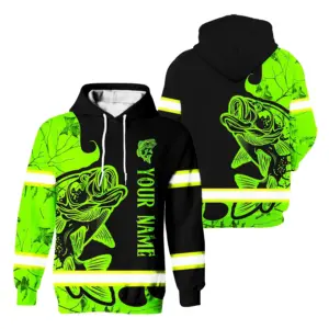 Hi Vis Hoodie Reflective Fishing Custom Name Safety Workwear For Fishermen, Workers, Runners, Cyclists, Trucker, Operator, Patriotic
